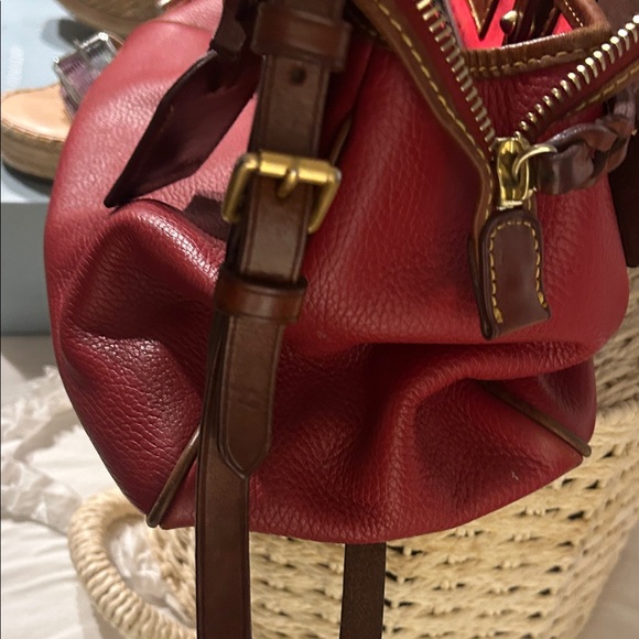 Dooney & Bourke Red and Brown Leather Satchel - Picture 5 of 8